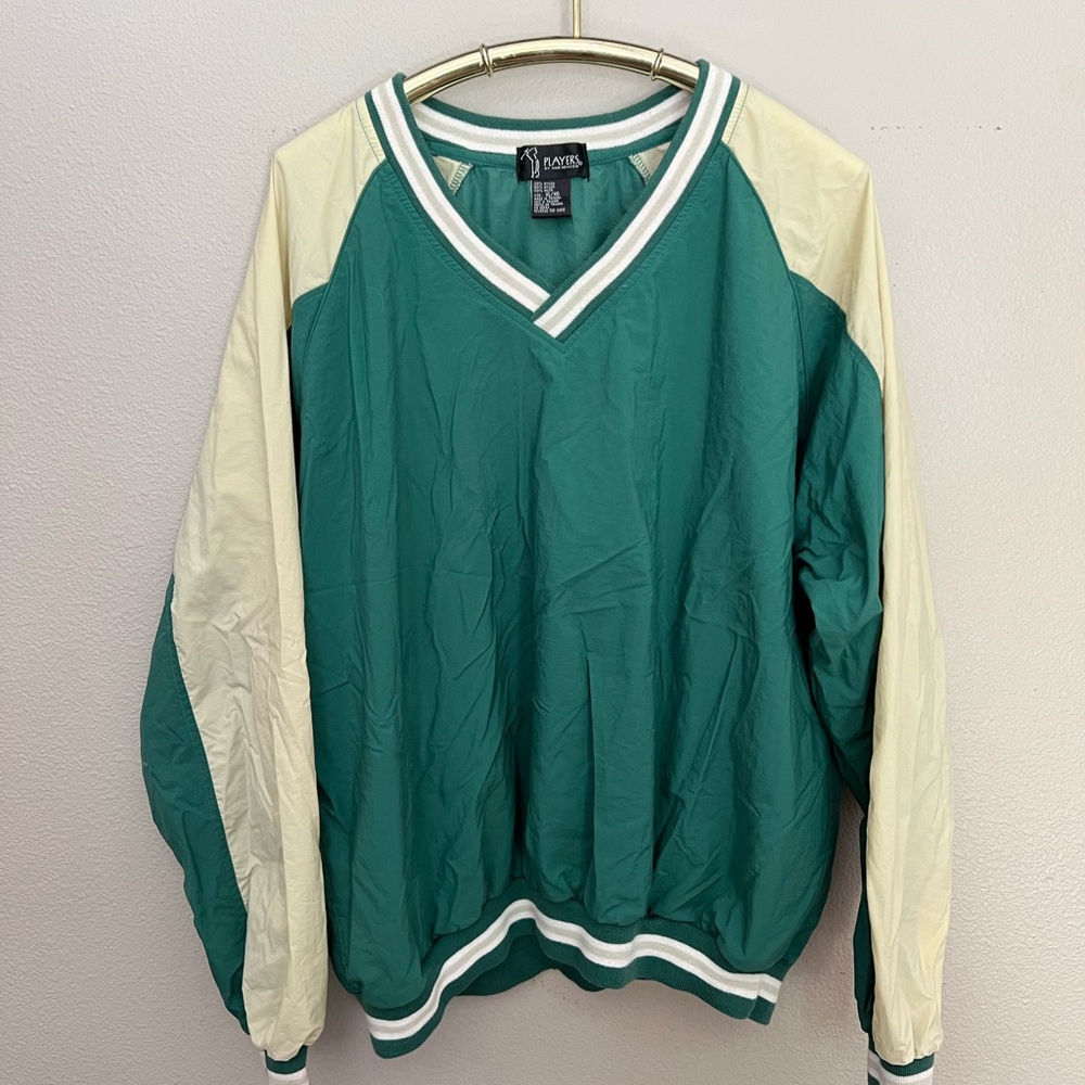 Vintage Players by Van Heusen Green and Cream V-Neck Pullover